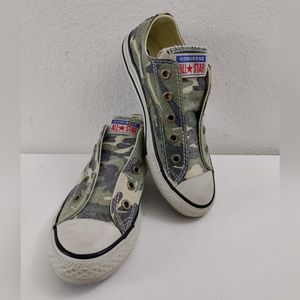 Converse All Star Shoes Kids Size 1 Camo Olive Khaki Low Top Sneakers